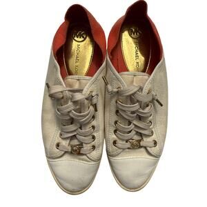 Michael Kors Cream & Orange Lace Espadrille Flats